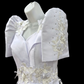 White Metallic Gazar Mestiza Gown w/ Train