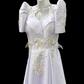 White Metallic Gazar Mestiza Gown w/ Train