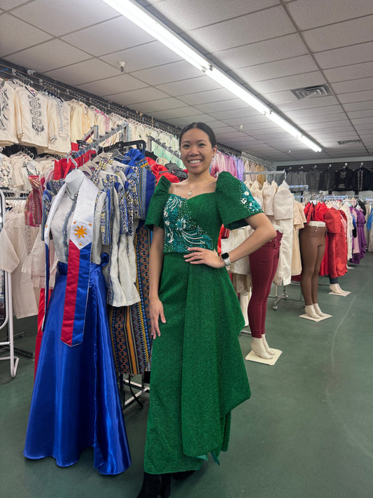 Kathryn Mestiza Top & Skirt - Emerald Green