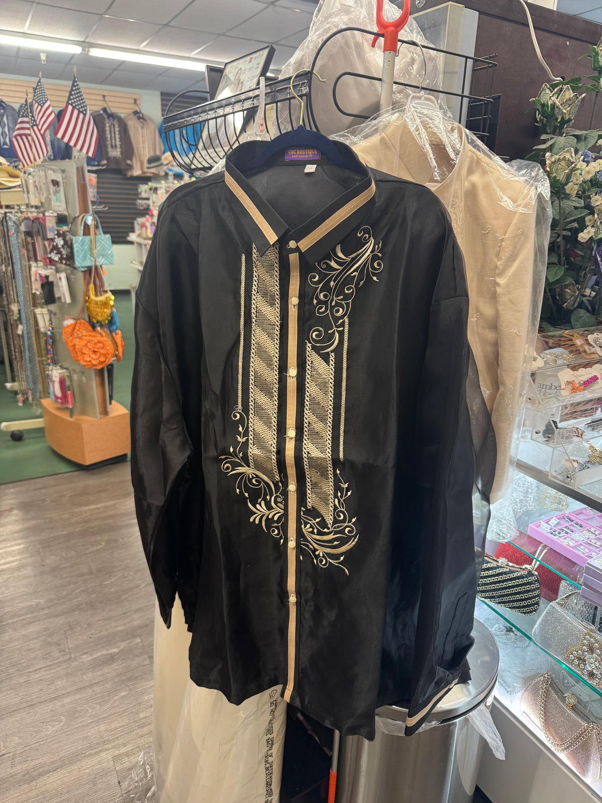 Barber Barong - Black/Mocha Organza